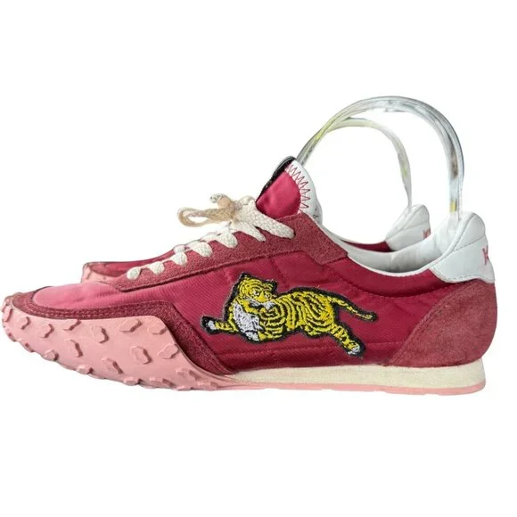 Kenzo Move Sneakers Red and Pink Retro Style with Tiger Patch Womens Size 38 - Picture 3 of 9